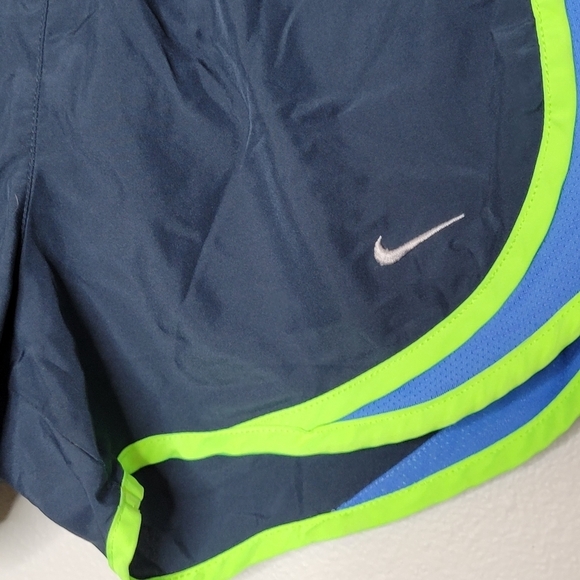 Nike Dri Fit Womens Running Shorts XS Navy Blue Green Blue Athletic Gym - Picture 4 of 8